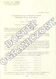 Comparison of linear dimensions of some generalized power series spaces