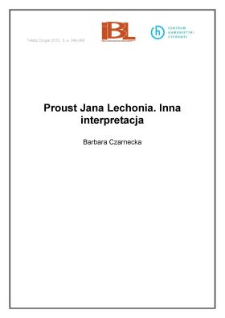 Proust Jana Lechonia. Inna interpretacja