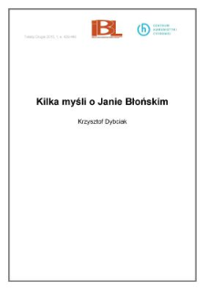 Kilka myśli o Janie Błońskim