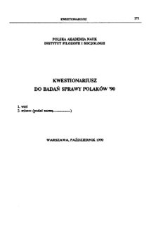 Kwestionariusz do badań sprawy Polaków '90