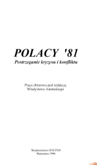 Polacy '81 : postrzeganie kryzysu i konfliktu. Spis treści