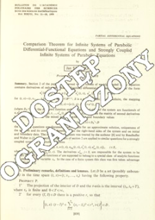 Comparison theorem for infinite systems of parabolic differential-functional equations and strongly coupled infinite systems of parabolic equations