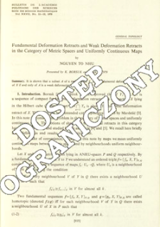 Fundamental deformation retracts and weak deformation retracts in the category of metric spaces and uniformly continous maps