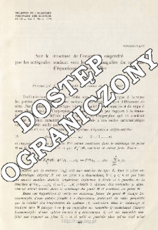Sur la structure de l'ensemble engendre par les int&eacute;grales tendant vers le point singulier du syst&egrave;me d'equations diff&eacute;rentielles