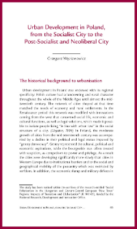 Urban Development in Poland, from the Socialist City to the Post-Socialist and Neoliberal City