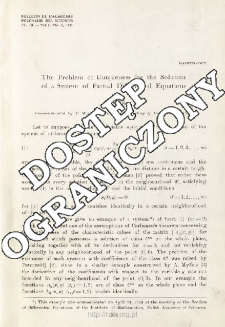 The Problem of Uniqueness for the Solution of a System of Partial Differential Equations