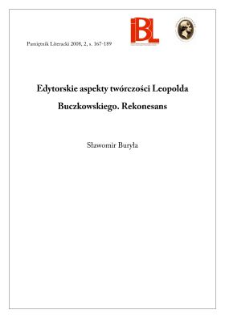 Edytorskie aspekty twórczości Leopolda Buczkowskiego. Rekonesans