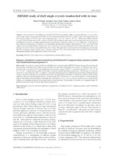 HRXRD study of ZnO single crystals bombarded with Ar ions