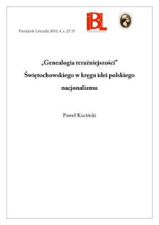 „Genealogia teraźniejszości” Świętochowskiego w kręgu idei polskiego nacjonalizmu