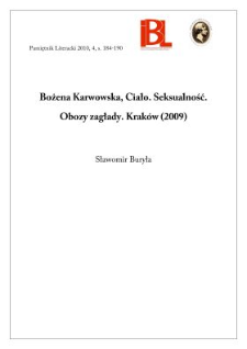 Bożena Karwowska, Ciało. Seksualność. Obozy zagłady. Kraków (2009)