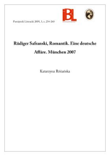 R&uuml;diger Safranski, Romantik. Eine deutsche Aff&auml;re. M&uuml;nchen 2007