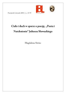 Ciało i duch w sporze o poezję. &bdquo;Poeta i Natchnienie&rdquo; Juliusza Słowackiego