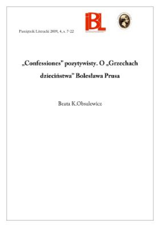 „Confessiones” pozytywisty. O „Grzechach dzieciństwa” Bolesława Prusa