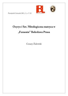 Ozyrys i Set. Mitologiczna matryca w „Faraonie” Bolesława Prusa