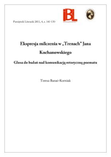 Ekspresja milczenia w "Trenach" Jana Kochanowskiego