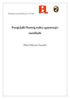 Poezja Julii Hartwig wobec egzystencji i metafizyki