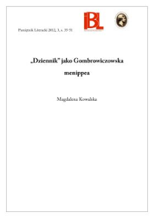 „Dziennik” jako Gombrowiczowska menippea