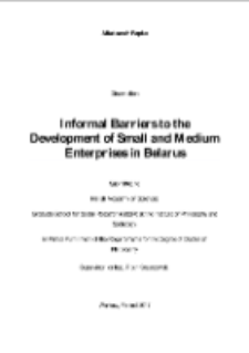 Informal Barriers to the Development of Small and Medium Enterprises in Belarus