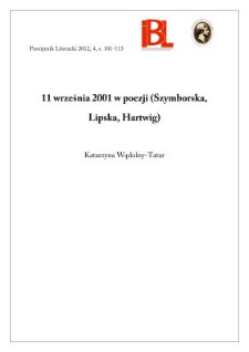 11 września 2001 w poezji (Szymborska, Lipska, Hartwig)