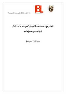 „Mitteleuropa”, środkowoeuropejskie miejsce pamięci
