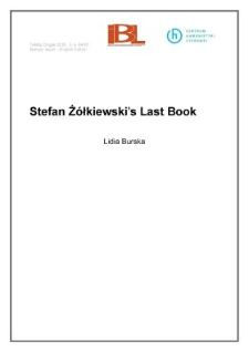 Stefan Ż&oacute;łkiewski&rsquo;s last book