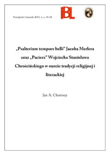 „Psalterium tempore belli” Jacoba Merlera oraz „Pacierz” Wojciecha Stanisława Chrościńskiego w nurcie tradycji religijnej i literackiej