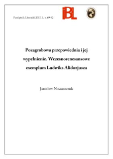 Pozagrobowa przepowiednia i jej wypełnienie. Wczesnorenesansowe exemplum Ludwika Alidozjusz