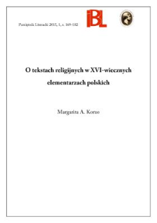 O tekstach religijnych w XVI-wiecznych elementarzach polskich