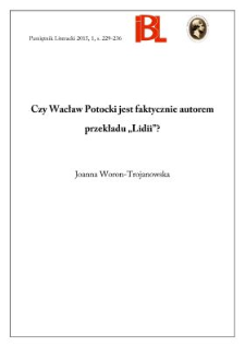 Czy Wacław Potocki jest faktycznie autorem przekładu „Lidii”?