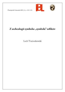 Z archeologii symbolu: &bdquo;symbola&rdquo; orfik&oacute;w