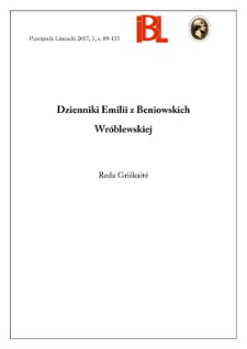 Dzienniki Emilii z Beniowskich Wr&oacute;blewskiej