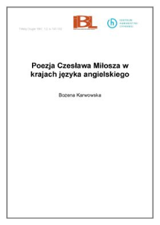 Poezja Czesława Miłosza w krajach języka angielskiego