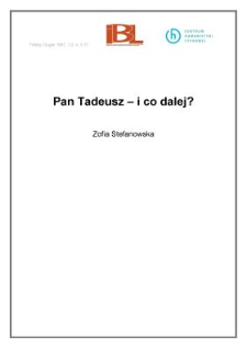 Pan Tadeusz - i co dalej?