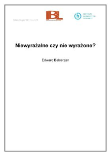 Niewyrażalne czy nie wyrażone?