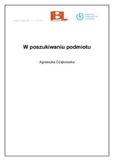 W poszukiwaniu Podmiotu
