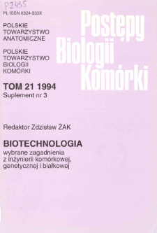 Postępy biologii kom&oacute;rki, Tom 21 supl. 3, 1994