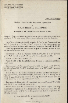 Models closed under projective operations