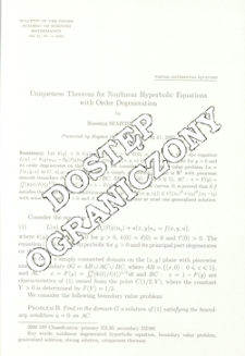 Uniqueness theorem for nonlinear hyperbolic equations with order degeneration