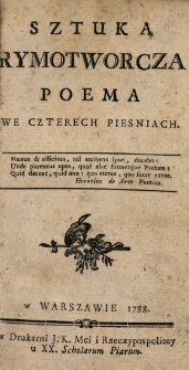 Sztuka Rymotworcza : Poema we Czterech Piesniach