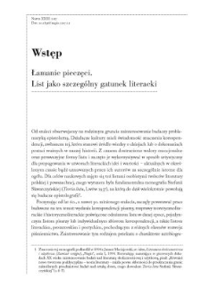 Wstęp. Łamanie pieczęci. List jako szczeg&oacute;lny gatunek literacki