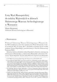 Listy Marii Konopnickiej do rodziny Majewskich w zbiorach Państwowego Muzeum Archeologicznego w Warszawie