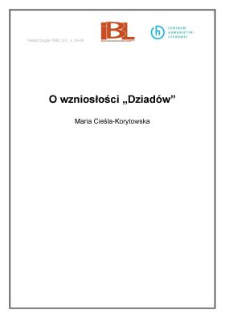 O wzniosłości "Dziad&oacute;w"