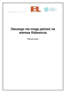 Dlaczego nie mogę patrzeć na wiersze R&oacute;żewicza