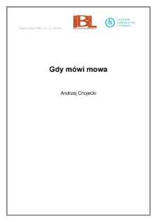 Gdy m&oacute;wi mowa