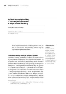 Być kobietą czy być rośliną?O formach podmiotowości w Wegetariance Han Kang