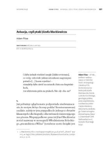 Avisacja, czyli ptaki Józefa Mackiewicza