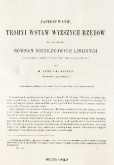 Zastosowanie teoryi wstaw wyższych rzęd&oacute;w do całkowania r&oacute;wnań r&oacute;żniczkowych linijnych