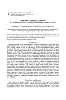 Aphid species (Hemiptera: Aphididae) new in the fauna of the Eastern Beskid Mountains (south Poland)