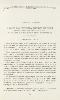 Z badań nad naturalną redukcją populacji Leptinotarsa decemlineata Say w warunkach polowych