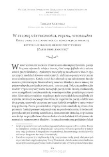 W stronę użyteczności, piękna, wyobraźni. Kilka uwag o metapoetyckich koncepcjach polskiej krytyki literackiej okresu pozytywizmu (Zarys problematyki)